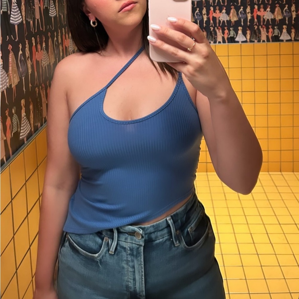 Reformation Asymmetrical Blue Camisole